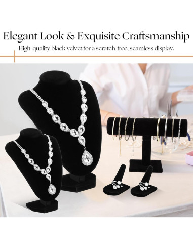 Conjunto de Exhibición de Joyería Terciopelo Negro Wenqik - 5 Piezas