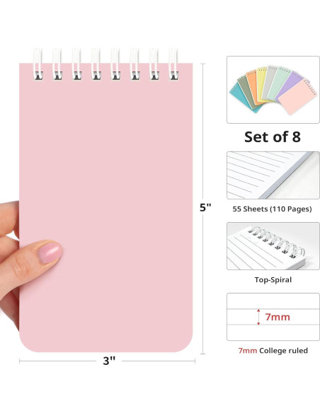 Set de 8 Cuadernos Espirales Taja Mini 7.6x12.7 cm Rayados Set de 8 Cuadernos Espirales Taja Mini 7.6x12.7 cm Rayados