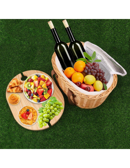 Juego de cesta de picnic Geytetqi para 2 personas con mesa Juego de cesta de picnic Geytetqi para 2 personas con mesa