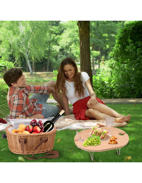 Juego de cesta de picnic Geytetqi para 2 personas con mesa Juego de cesta de picnic Geytetqi para 2 personas con mesa