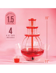 Fuente de Bebidas Kusini 3 Niveles LED 5.68L con 6 Vasos 2