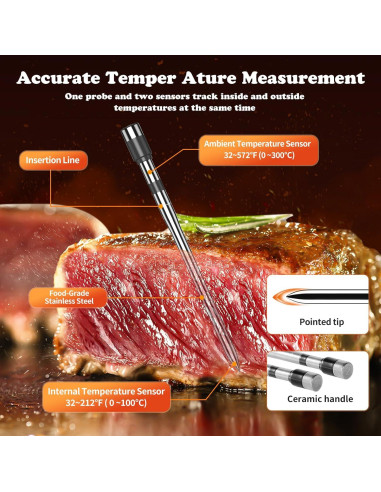 Termómetro de Carne Inalámbrico Patchelp con 4 Probetas