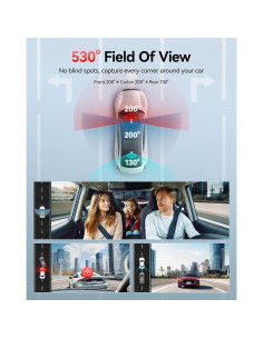 Cámara Dash REDTIGER VisionPano20 3 Canales 2.5K + 1080P 2