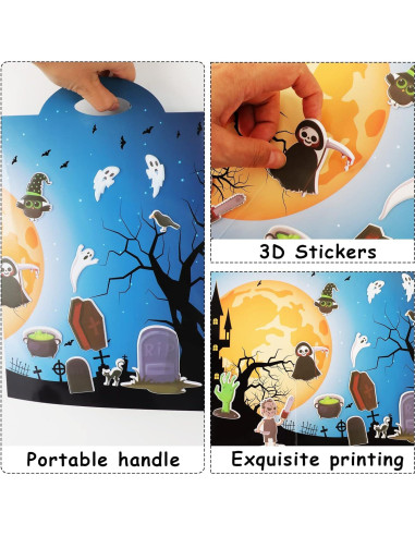 Juego de Stickers 3D Puffy Halloween WIFUNUE 100 Piezas Reutilizables