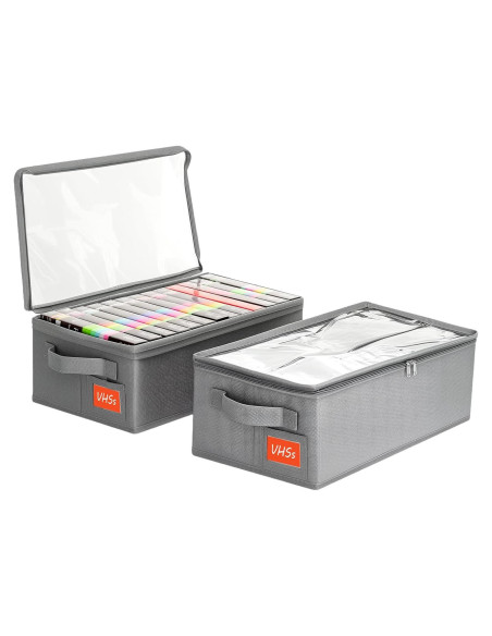 Caja de Almacenamiento para VHS YOYOBUBU - Paquete de 2 Gris Caja de Almacenamiento para VHS YOYOBUBU - Paquete de 2 Gris