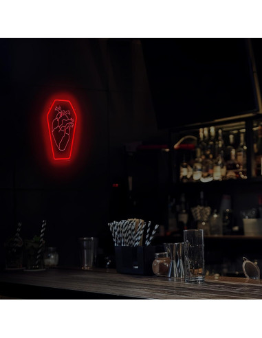 Luz de neón LED corazón ataúd HeyLEDNeoN 42x27.9 cm