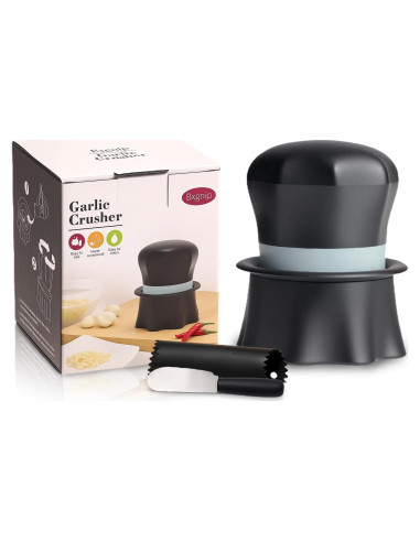 Prensador de Ajo Bxgnip con Pelador y Raspador - Negro/Blanco