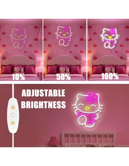 Luz de Pared LED Neón KELBBO Gato Rosa 37x32 cm USB Luz de Pared LED Neón KELBBO Gato Rosa 37x32 cm USB