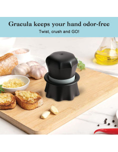Prensador de Ajo Bxgnip con Pelador y Raspador - Negro/Blanco 2