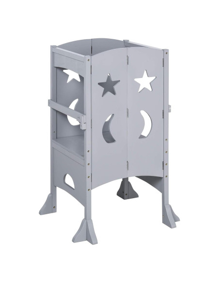 Escalera de Cocina Plegable Qaba para Niños 56x56x92.7cm Gris Escalera de Cocina Plegable Qaba para Niños 56x56x92.7cm Gris