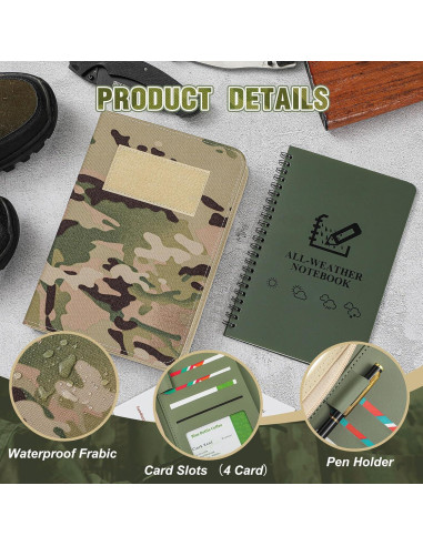 Kit Cuaderno Táctico Impermeable Resurhang 5 Pcs A5 Camuflaje
