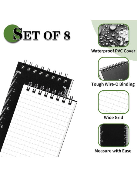 Cuaderno Impermeable COIDEA, Paquete de 8, 3x5" Negro Cuaderno Impermeable COIDEA, Paquete de 8, 3x5" Negro
