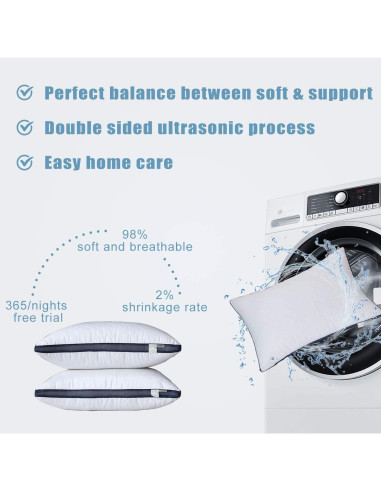 Almohadas de Cama Meoflaw Estándar (Paquete de 2) Microfibra