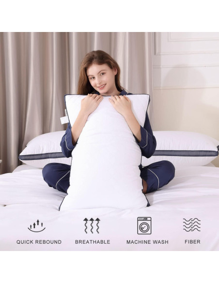 Almohadas de Cama Meoflaw Estándar (Paquete de 2) Microfibra Almohadas de Cama Meoflaw Estándar (Paquete de 2) Microfibra