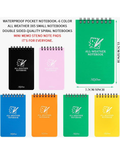 Cuaderno Impermeable de Bolsillo XiQiDianr 3x5 cm Paquete de 6 2