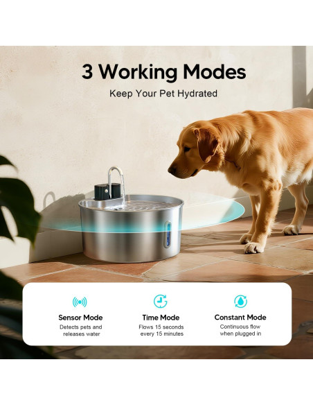 Fuente de Agua Inalámbrica Voluas 7L para Perros Acero Inoxidable Fuente de Agua Inalámbrica Voluas 7L para Perros Acero Inoxidable