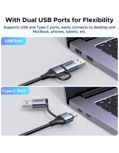 Tarjeta de Captura de Video UGREEN 2K 30FPS USB 3.0 con Cable Micro HDMI