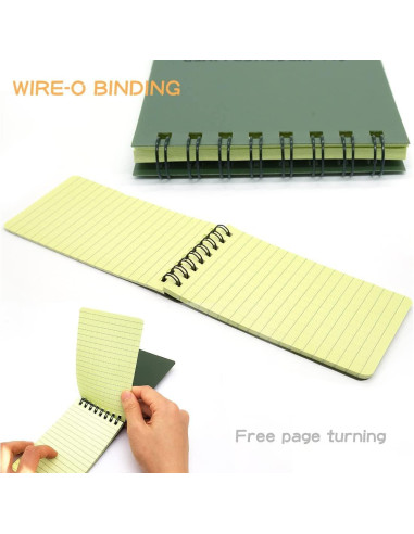Paquete de 10 Cuadernos Impermeables MOAMUN Verde 7.62x12.7cm