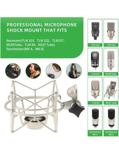 Soporte de micrófono ZibugZag con amortiguación - Compatible Neumann TLM