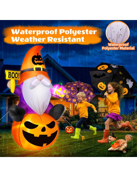 Gnome Inflable de Halloween 5FT con Calabaza y Luces LED Gnome Inflable de Halloween 5FT con Calabaza y Luces LED