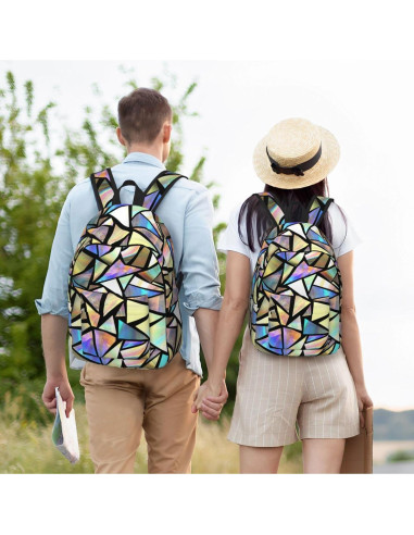 Mochila Lona Casual GVGOAGL Grande 43 cm Colorida Iridiscente