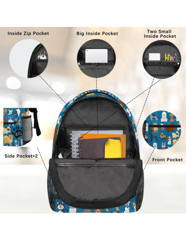 Mochila de Viaje para Portátil Aglebo Perro Kawaii 23.9L