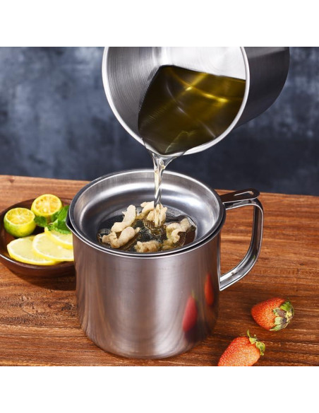 Contenedor de Grasa HCXCQLSUY 1L con Colador y Tapa Contenedor de Grasa HCXCQLSUY 1L con Colador y Tapa