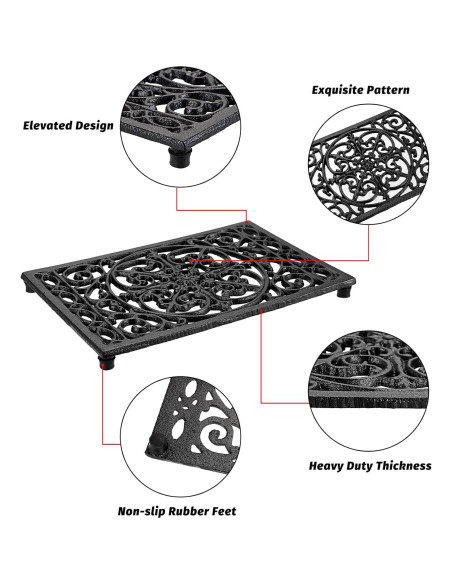 Trivet de Hierro Fundido Sumnacon 2 Piezas 24.4x16 cm Negro Trivet de Hierro Fundido Sumnacon 2 Piezas 24.4x16 cm Negro