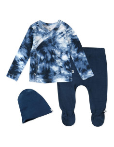 Conjunto 3 Piezas Bebé HonestBaby: Top Kimono, Pantalón y Beanie