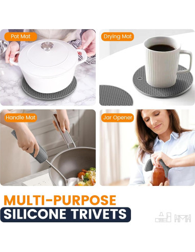 Mats de Silicona Daisiki Antideslizantes 17.78cm Gris Oscuro