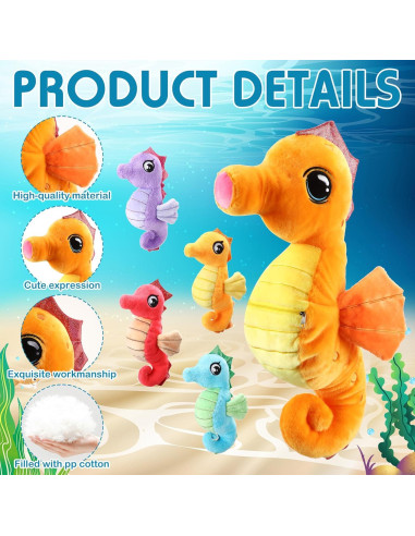 Conjunto de 5 Animales de Peluche Caballito de Mar Shappy