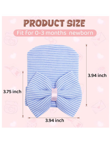 Sombrero de Lazo para Bebés Zando Algodón Suave 0-3 Meses