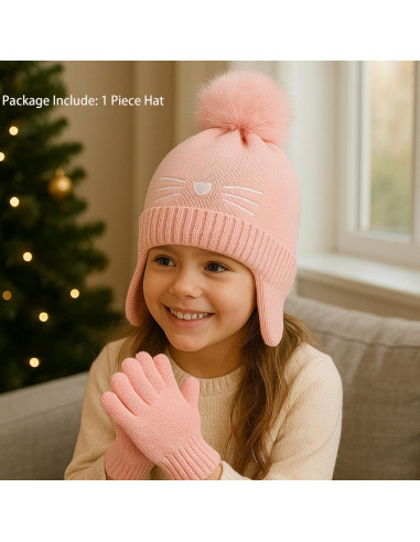 Gorro de Invierno para Niños ACTLATI con Orejeras y Pompon