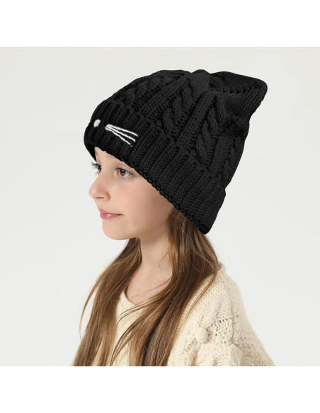 Gorro de invierno con orejas de gato para niñas 7-12 años Gorro de invierno con orejas de gato para niñas 7-12 años