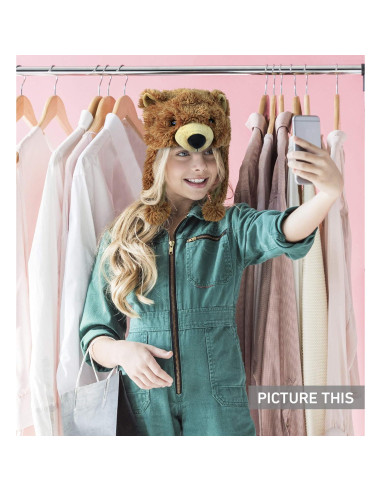 Gorro de Oso Grizzly Marrón DolliBu con Solapas para Orejas