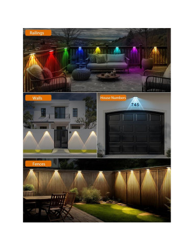 Luces Solares para Cercas UGDLUCK 2PACK RGB y Blanco Cálido