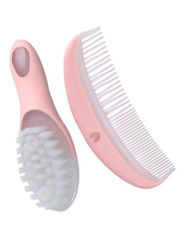 Set Cepillo y Peine Suave para Bebés Rosa - Antiestático