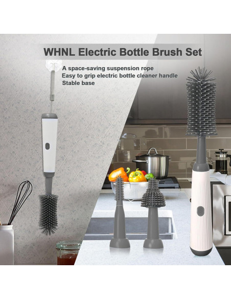 Limpiador Eléctrico de Botellas WHNL con Cepillos de Silicona Limpiador Eléctrico de Botellas WHNL con Cepillos de Silicona