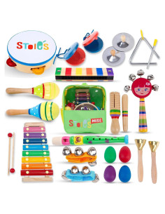 Set de Instrumentos Musicales de Madera Stoie 24 Piezas para Niños