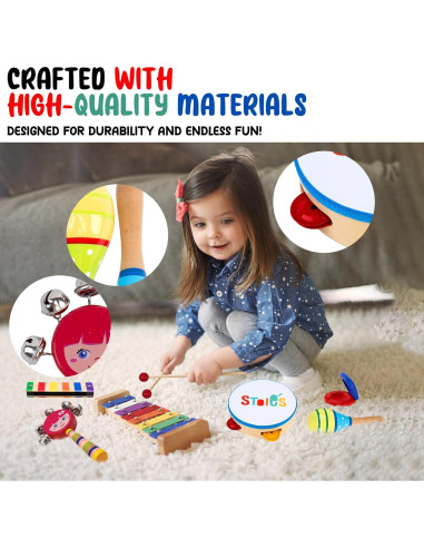 Set de Instrumentos Musicales de Madera Stoie 24 Piezas para Niños