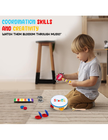 Set de Instrumentos Musicales de Madera Stoie 24 Piezas para Niños