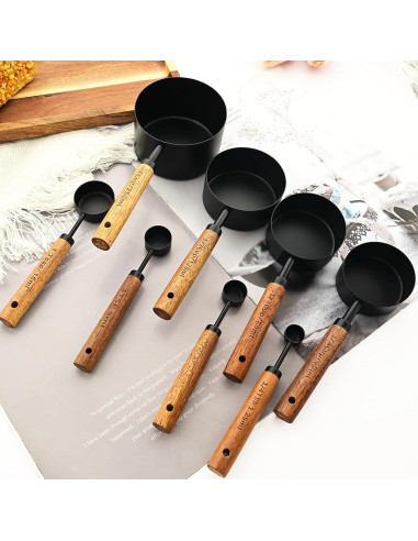 Juego de Tazas y Cucharas Medidoras 8 Piezas Uniturcky Acero Inoxidable