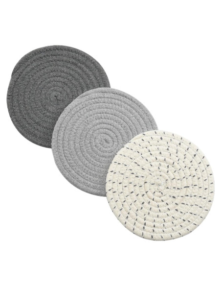 Juego de agarraderas Jennice House 100% algodón gris - 3 unidades Juego de agarraderas Jennice House 100% algodón gris - 3 unidades