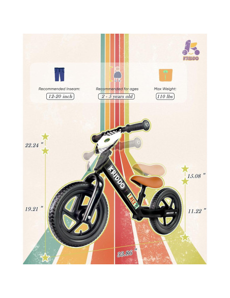 Bicicleta de Equilibrio KRIDDO para Niños 2-5 Años, Negro Bicicleta de Equilibrio KRIDDO para Niños 2-5 Años, Negro
