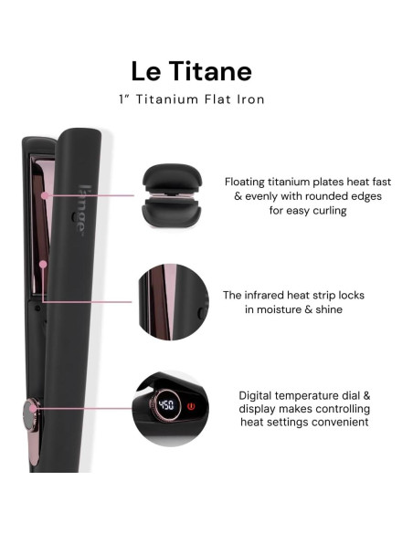 Plancha de Cabello L'ANGE HAIR Le Titane 1" Negro con Titanio Plancha de Cabello L'ANGE HAIR Le Titane 1" Negro con Titanio