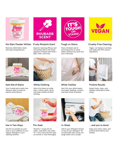 Polvo Oxi Quitamanchas The Pink Stuff para Ropa Blancos 1 kg