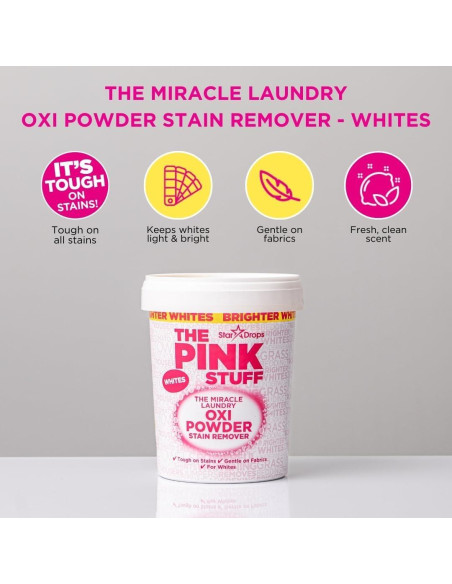 Polvo Oxi Quitamanchas The Pink Stuff para Ropa Blancos 1 kg Polvo Oxi Quitamanchas The Pink Stuff para Ropa Blancos 1 kg