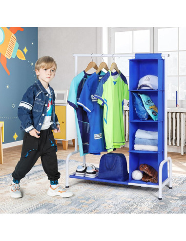 Rack de Disfraces para Niños Univivi, Almacenamiento Plegable Azul