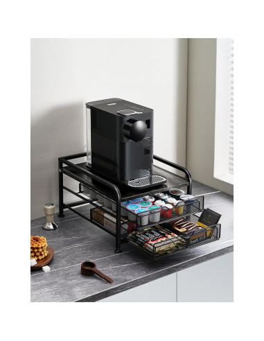 Organizador de café SereneHome para K-Cup y Nespresso - 2 niveles