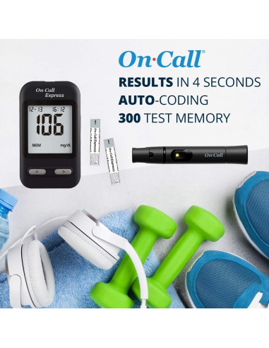 Kit de Pruebas de Diabetes On Call Express - Medidor de Glucosa